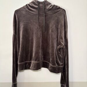 Aerie Velour Hoodie Purple/Gray